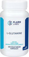 Klaire Labs L Glutamine Capsules - 500 Milligrams Hypoallergenic Amino Acids Supplement - Supports Muscle & GI Function - Dairy Free and Gluten Free - Dairy Free and Gluten-Free (100 Capsules)