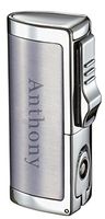 Personalized Visol Aleus Brushed Chrome Triple Jet Cigar Lighter with Built-in Punch - Free Engraving (Text)