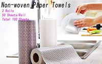 SUNANDMOON Paper Towels 2 Rolls-100 Sheets Non-Woven Disposable Kitchen Wipes Multiuse Cleaning Paper Rags Nature Plant Fiber Healthy Dish Towels Oil-Absorbing Paper Dishcloth Quick Dry