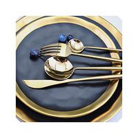 304 Stainless Steel Cutlery Tableware Set Dinner Forks Knives Scoop Set Silverware Set gold food kitchen Luxury dinnerware,03 Dinner spoon