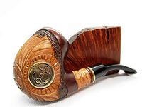 Fashion Decorated Smoking Pipe Carved Pear Root Wood Anchor Inlaid + Pouch Gift! (Anchor) (Anchor)