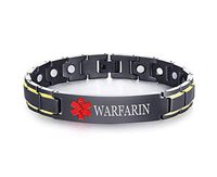 XUANPAI WARFARIN Stainless Steel Magnet Therapy Medical Alert ID Bracelet for Men Women,Adjustable