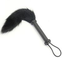SMspade Foxtail Flirting Whip with Deluxe Leather brained Handle Black