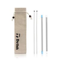 Duttek(2-Pack) Metal Straws With Silicone Tip, Composed of Stainless Steel and Food-grade Silicone, Cleaning Brush&Dishwasher Safe,For Party, Travel, Household, Outdoor, etc (Blue& white)
