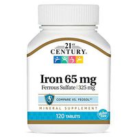 21st Century Iron 65 mg Ferrous Sulfate 325 mg Tablets, 120 Count