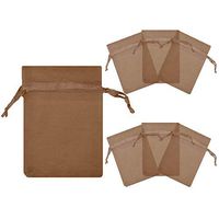 RakrisaSupplies 100Pcs Brown Organza Bags 4x6 w/Drawstring | Accurate Sizing, Reinforced Stitching & Crease Free Sheer Organza Pouches | OB46-15