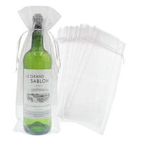 Bezall 20pcs Drawstring Organza Wine Bottle Cover Pouch Christmas Wedding Favor Wrap Gift Bags Party Decoration 5.5 x 14.5 Inches (White)