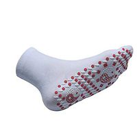 Exteren FIR Tourmaline Magnetic Socks - Self Heating Therapy Magnetic Socks Unisex (White)