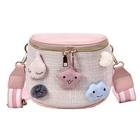 Fashionhe Shoulder Bags Women Beach Straw Bag Bucket Bag Cartoon Bag Messenger Bag Bucket Bag Waist Pack(Pink)