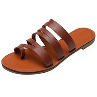 Amlaiworld Women Flip Flops Sandals Outdoor Flat Anti-Slip Slippers Casual Beach Slippers Shoes Brown