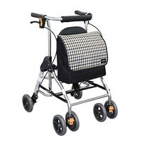 Standard Walkers Walker Old Man Shopping Labor-Saving Trolley Can Sit and Push Folding Lightweight Wheelchair Accessible Elderly Children's Walker (Color : Black, Size : 62.552cm)