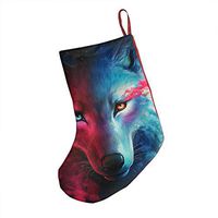 Galaxy Wolf Blue and Red Vintage Xmas Socks Hanging Decoration Candy Bag Party Holiday Christmas Santa Claus Home Decor Gift