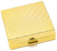 Gold Line Dot Pattern Square Pocket Purse Portable Travel Pill Box & Medicine Organizer (1 Large Compartment)
