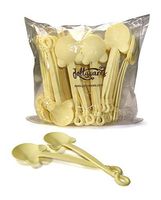 Jollywares 5.5" Cute Bear-Shaped Premium Quality Plastic Party Spoons (Cream Puff Yellow Color)(1-Pack of 104 pcs)