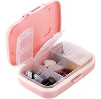 DeroTeno Pill Case, 7 Day Pill Box Pill Organizer Pill Container Pill Dispenser with 6 Compartments, Pink (Pink)