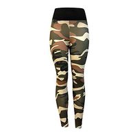 XGUMAOI Women's Slim Back Pleated Leggings Fitness Sports Gym Running Yoga Camouflage Athletic Pants (S, Purple)