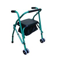 ODR Rollator Walker with Padded Seat,Foldable Height Adjustable Mobility Aluminum Rolling Walker with Casters for Adult, Senior, Elderly & Handicap,Green