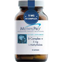 MethylPro B-Complex + 5mg L-Methylfolate 90 Capsules - Professional Strength Active Folate for Energy + Mood Support with Methyl B12 + B6 as P-5-P, Non-GMO + Gluten-Free