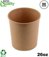 26 oz Disposable Kraft Paper Soup Containers [50 PACK] - Pint Ice Cream Containers, Frozen Yogurt Cups, Restaurant, Microwavable, Take out, Food Storage, Recyclable