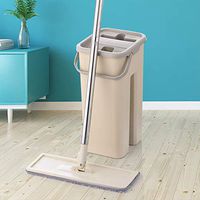 888Warehouse Retractable Squeeze Flat Mop with Bucket, 2 Reusable Microfiber Mop Pads, Hands Free Self Cleaning System, Stainless Steel Handle