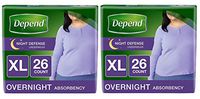 Depend Night Defense Incontinence Underwear for Women, Disposable, Overnight, XL, Blush, 26 Count (2 Pack(26 Count))