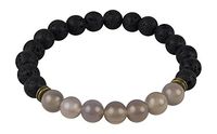 Mana Vibes Lava Rock and Grey Agate Essential Oil Beaded Diffuser Bracelet, Unisex Essential Oil Jewelry, 8mm Bead Size, Yoga Jewelry