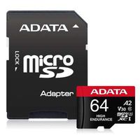 ADATA High Endurance 64GB UHS-I U3 V30 A2 Class 10 Micro SDXC Memory Card (AUSDX64GUI3V30SHA2-RA1)