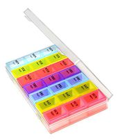 Pill Organizer Box Weekly Case, Medicine Organizer, Vitamin Organizer, Reminder Daily Am PM, Day Night Compartments 7 Days (Weekly 3 Compartment) 818