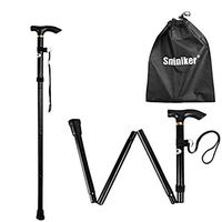 SMINIKER Professional Folding Walking Canes with Carrying Bag Lightweight Adjustable Canes and Walking Sticks for Men and Women with Wrist Strap Aluminum Alloy Shaft (Black)