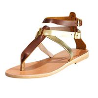 Cenglings Rome Shoes,Clip Toe Flat Strappy Sandals for Women Plus Size Hollow Out Platform Ankle Strap Zipper Party Sandals(Gold,43)