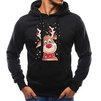 Hmlai Clearance Men's Ugly Christmas Sweatshirt Long Sleeve Casual Xmas Deer Holiday Party Hoodies Tracksuits with Pockets (M,Black)