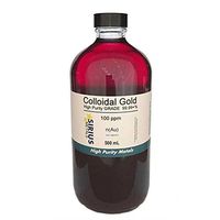 99.99+% Pure True Colloidal Gold – 500 mL of 100 ppm in Clear Glass Bottle w/phenolic Cap