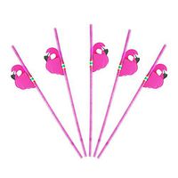 50 pcs Flamingo Straws, Plastic Drinking Straws for a Beach Party Supplies-Birthday Pool Party Decorations.