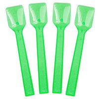 [3,000 Count] Transparent Green Plastic Gelato Spoons 4 Inch Mini Disposable Shovel Spoons for Sampling Yummy Desserts, Foods & Ice Cream - Frozen Dessert Supplies