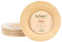 Brheez 7” Bamboo Veneer Disposable Eco-Friendly Plates - Elegant, Compostable and Biodegradable - Made from 100% Natural Bamboo - (Pack of 25)