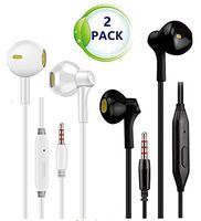 ANGORADO 2Pack Android Wired Headphones/Earbuds/Earphones Excellent Sound Insulation Best Stereo + Built-in Microphone Compatible with iPhone/iPad/Samsung Galaxy/LG/Huawei/Sony/HTC/MP3 (White + black)