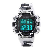 Fxbar, Men Sport Watch LED Screen Automatic Watch Analog Quartz Alarm Date Sports Wrist Watch(E)