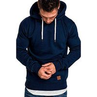 Kiyotoo Mens Fashion Athletic Pullover Hoodies Long Sleeve Hooded Drawstring Sport Sweatshirt Solid Color Fleece Pullover Navy