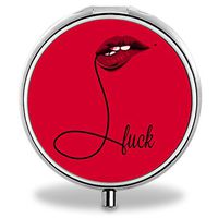 Lips Pill Case, Round Stainless Drug Organizer Container Medicine Cover for Pocket Daily&Weekly