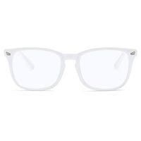 GUVIVI Blue Light Blocking Glasses Square Nerd Eyeglasses Frame Anti Blue Ray Men Women Computer Game Glasses Transparent Lens (White)
