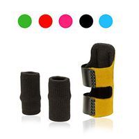 ArthritiStore Trigger Finger Splint with Two Finger Sleeves - Broken Fingers, Mallet Finger Splint, Rheumatoid Arthritis, Includes Sleeves (Yellow/Black - 3 Piece)