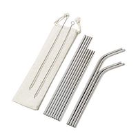 Simplifi It Stainless Steel Straw Set with Nylon Cleaning Brushes (15 PC.) - SI-SSS10-14
