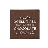 Pack of 20" Chocolate" Cocktail Size Paper Napkin Pink 5" x 5"