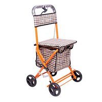 Seat & Roller Bar Covers Walker Disabled Wheelchair Comfortable Folding Convenient Patient Rehabilitation Walker 4 Wheel Scooter Old Man Buying Shopping Cart (Color : Yellow, Size : 9052cm)