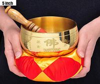 GUOYUN Tibetan Singing Bowl Set,Meditation Promotes Peace Chakra Healing Buddhist Bowl Bell Handmade Zen Spiritual Gift,5inch