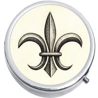 Grey Fleur De Lis Medicine Vitamin Pill Box