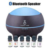 Essential Oil Diffuser Humidifier with Bluetooth Speaker Pure Aromatherapy LED Lights Wood Grain Color Pro Aroma Kit Diffuser (Wood Grain with Oils)