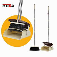 OUDA Broom and Dustpan Sets Cover Dust Pans Soft Elastic Extended Brooms Upright Standing Dustpans Self-Clean Broom Combo for Kitchen Lobby Living Room Office Floor