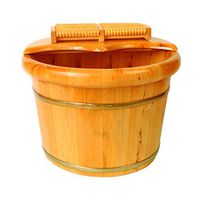 Solid Wood Foot Soaking Barrel，Massage Wooden Foot Bath with Lid，Beauty Solid Wood Foot Basin,Family, Old People Available，