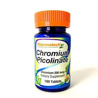 Pharmatech ®, Chromium Picolinate 200 mcg, Dietary Supplement, Gluten Free, Non GMO, Lactose Free, Suitable for Vegetarians, Mineral for Woman and Men, 180 Tablets per Bottle